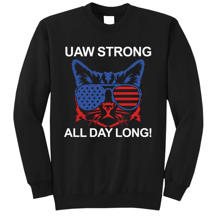 UAW Strike USA Flag Red United Auto Workers Picket Sign Tall Sweatshirt