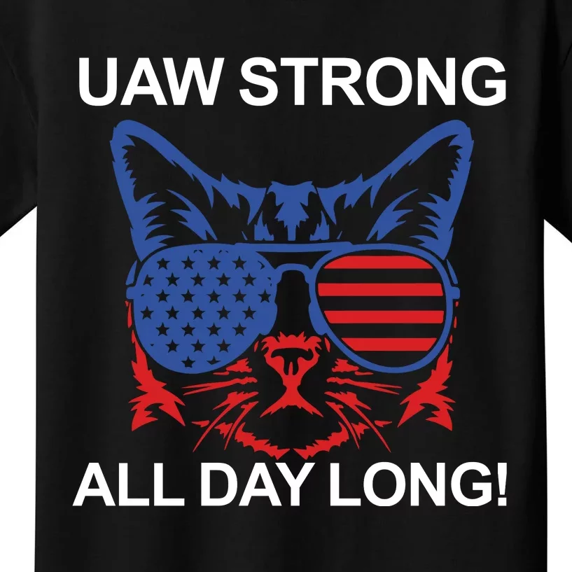 UAW Strike USA Flag Red United Auto Workers Picket Sign Kids T-Shirt