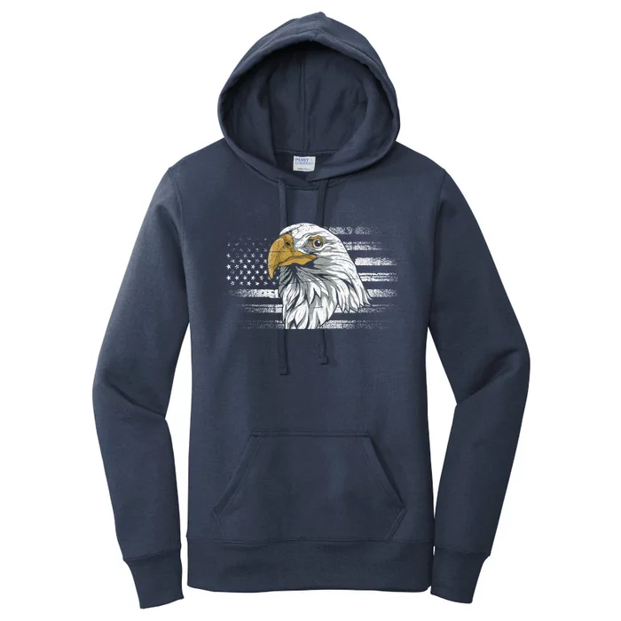 United States Usa Flag Proud Patriotic American Bald Eagle Gift Women's Pullover Hoodie