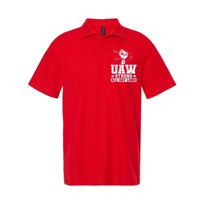 UAW Strike United Auto Workers Picket Sign Trending Softstyle Adult Sport Polo