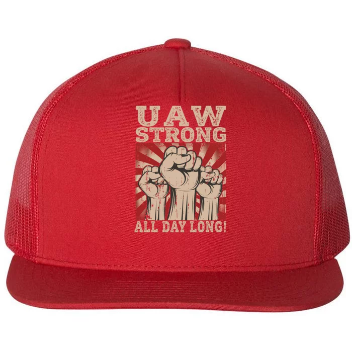 UAW Strong UAW Proud Union Pride UAW Laborer Worker Flat Bill Trucker Hat