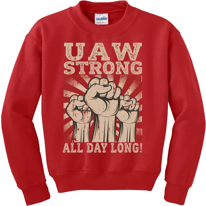 UAW Strong UAW Proud Union Pride UAW Laborer Worker Kids Sweatshirt