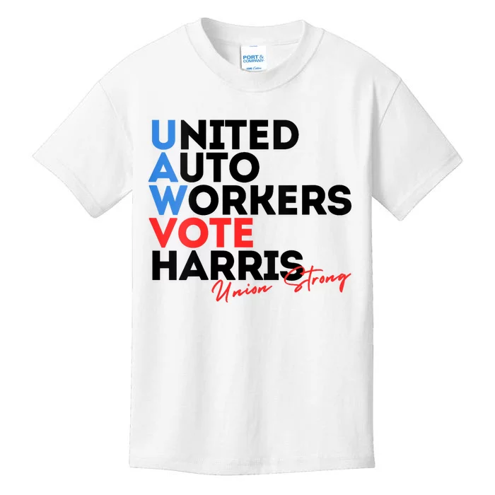 Union Strong Uaw For Harris 2024 President Election Kids T-Shirt