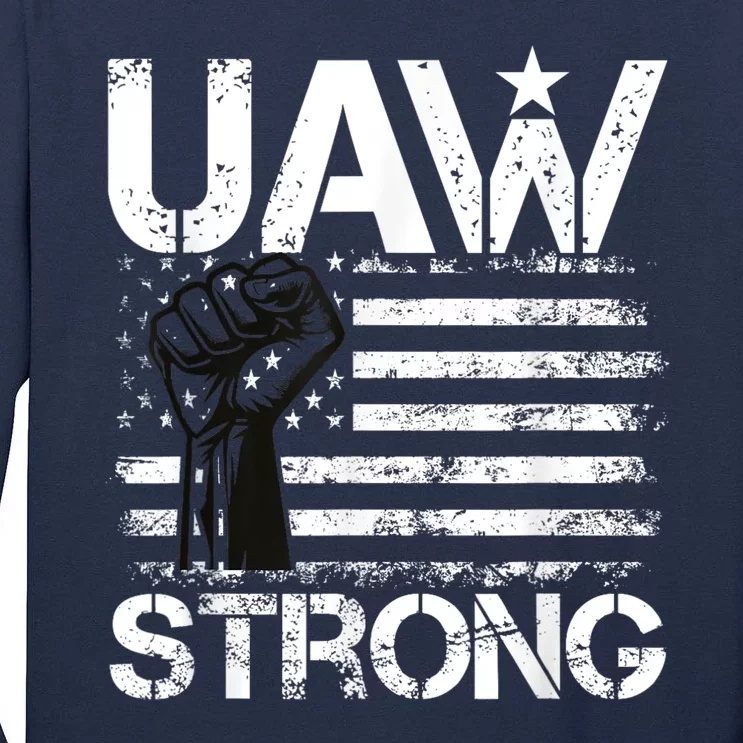 UAW Strike USA Flag Red United Auto Workers Picket Sign Tall Long Sleeve T-Shirt