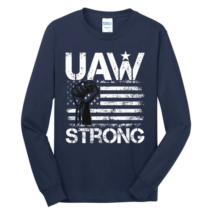 UAW Strike USA Flag Red United Auto Workers Picket Sign Tall Long Sleeve T-Shirt