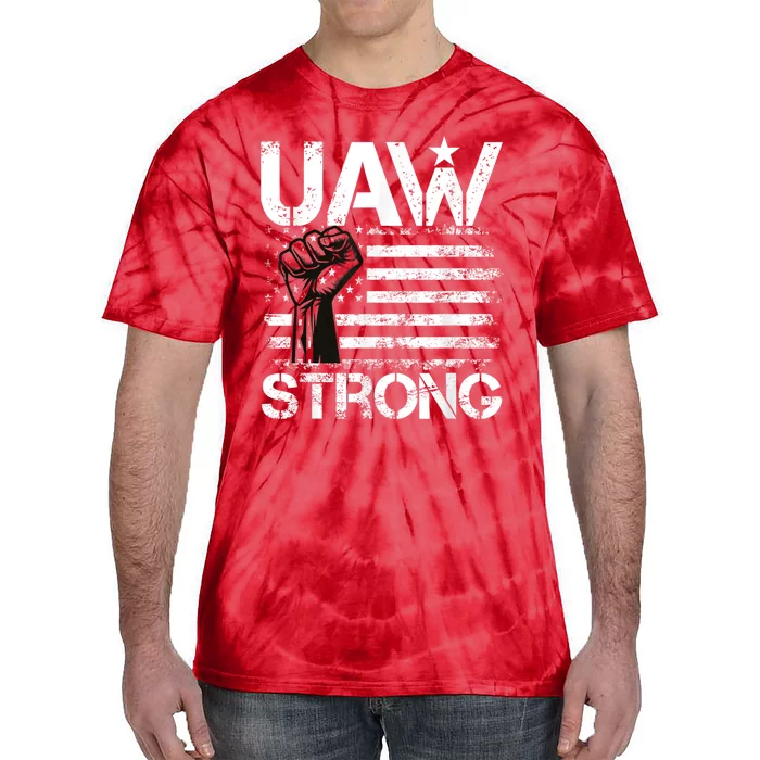 UAW Strike USA Flag Red United Auto Workers Picket Sign Tie-Dye T-Shirt