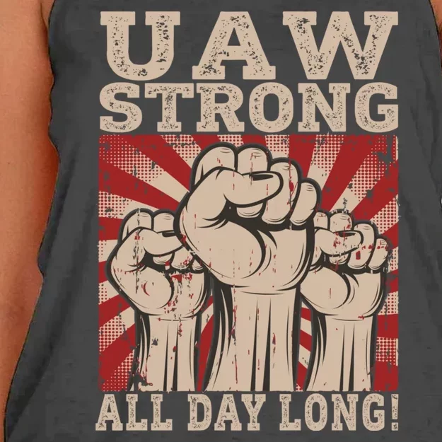 UAW Strong UAW Proud Union Pride UAW Laborer Worker Women's Knotted Racerback Tank