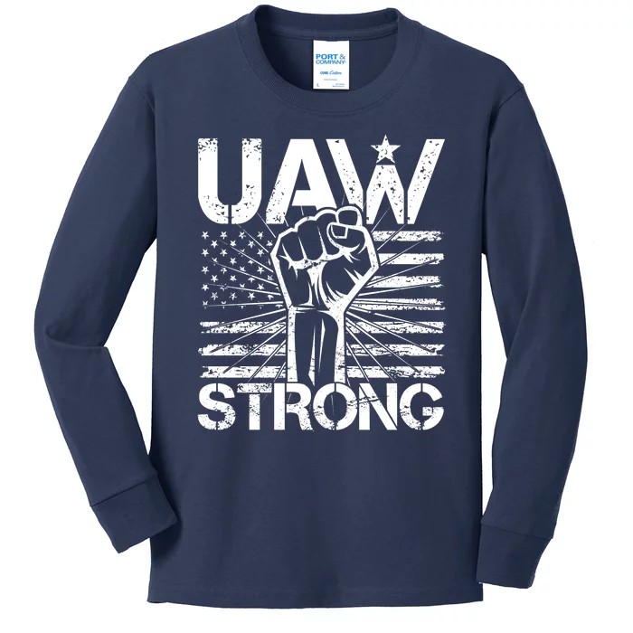 UAW Strong United Auto Workers Strike Kids Long Sleeve Shirt