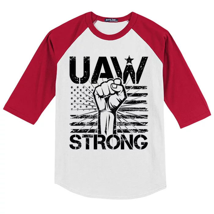 UAW Strong United Auto Workers Strike Kids Colorblock Raglan Jersey