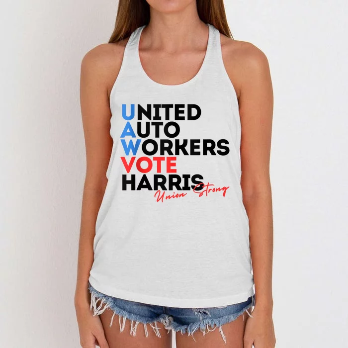 Union Strong Uaw For Harris 2024 President Election Women's Knotted Racerback Tank