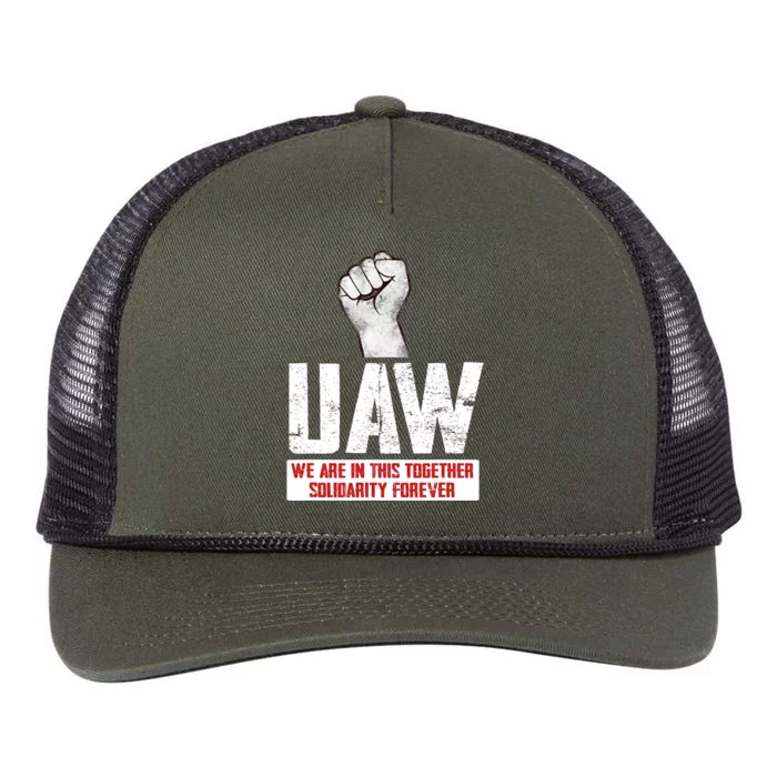 UAW Strike United Auto Workers Union UAW Strong Retro Rope Trucker Hat Cap