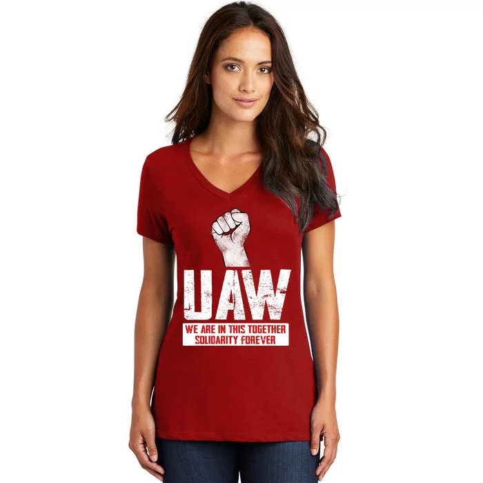 UAW Strike United Auto Workers Union UAW Strong Women's V-Neck T-Shirt