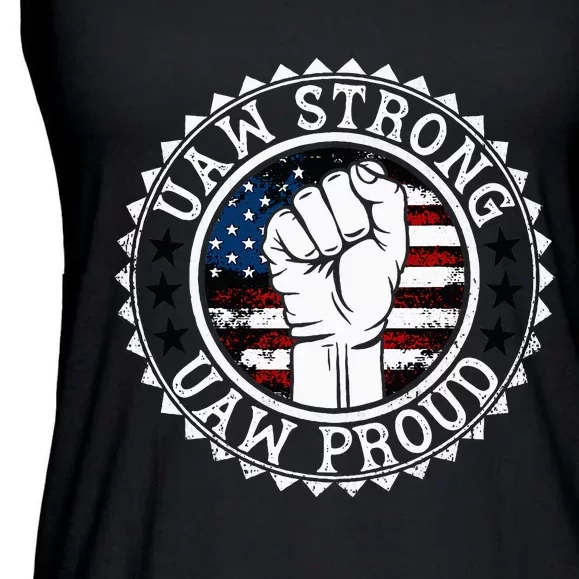 UAW Strong UAW Proud Union Pride UAW Laborer Worker Ladies Essential Flowy Tank