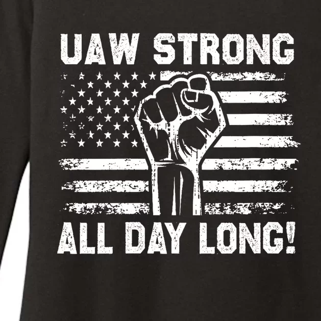 UAW Strike USA Flag Red United Auto Workers Picket Sign Womens CVC Long Sleeve Shirt