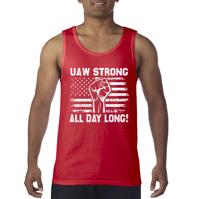 UAW Strike USA Flag Red United Auto Workers Picket Sign Tank Top