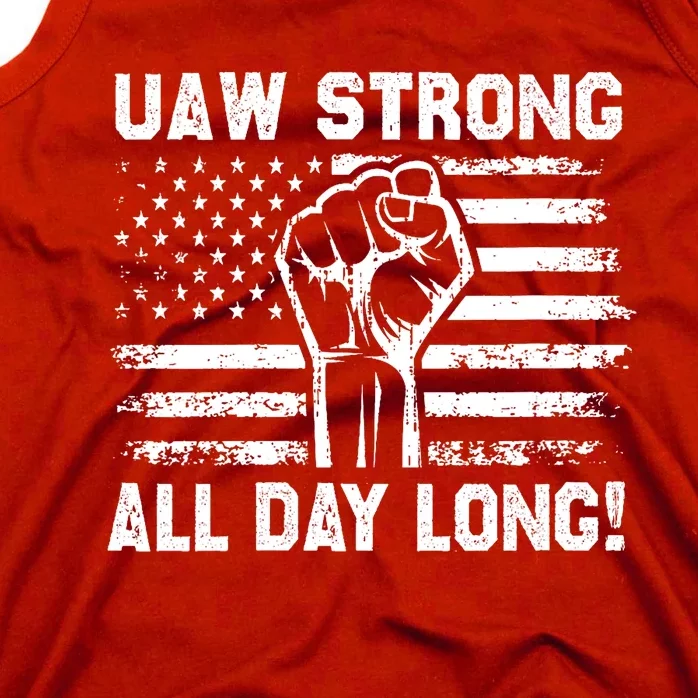 UAW Strike USA Flag Red United Auto Workers Picket Sign Tank Top