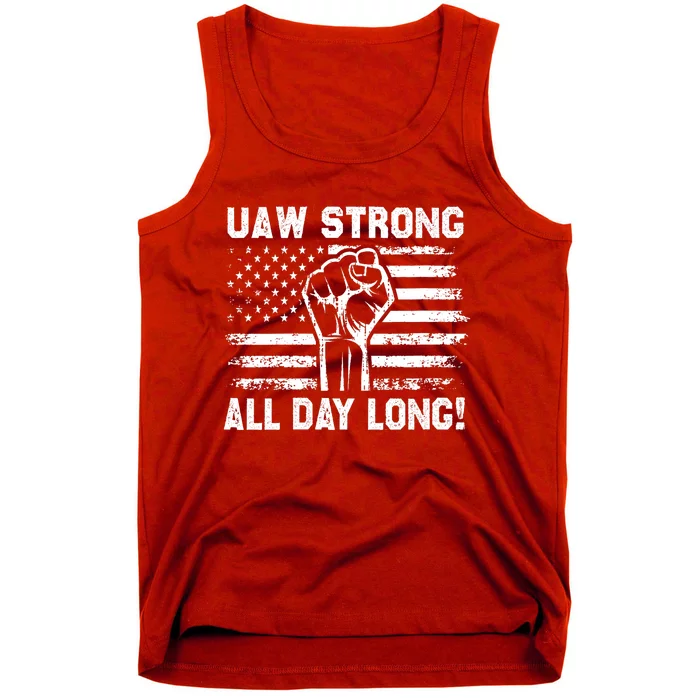 UAW Strike USA Flag Red United Auto Workers Picket Sign Tank Top