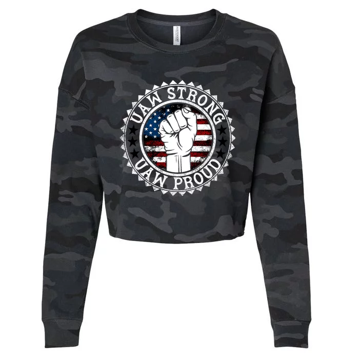 UAW Strong UAW Proud Union Pride UAW Laborer Worker Cropped Pullover Crew