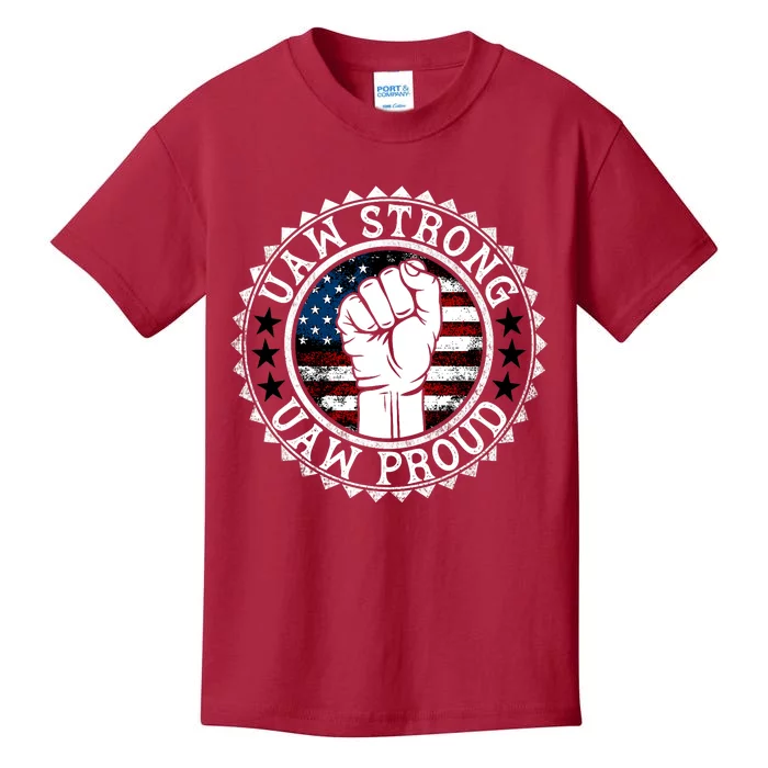 UAW Strong UAW Proud Union Pride UAW Laborer Worker Kids T-Shirt