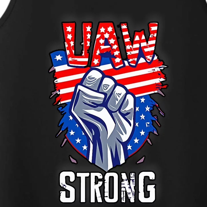 UAW Strong United Auto Workers Strike Union Support Red Performance Tank