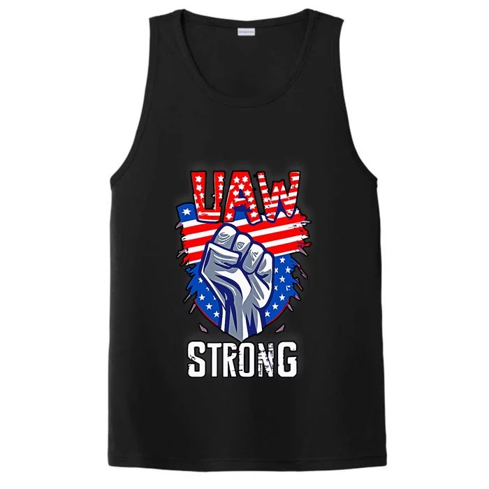 UAW Strong United Auto Workers Strike Union Support Red Performance Tank