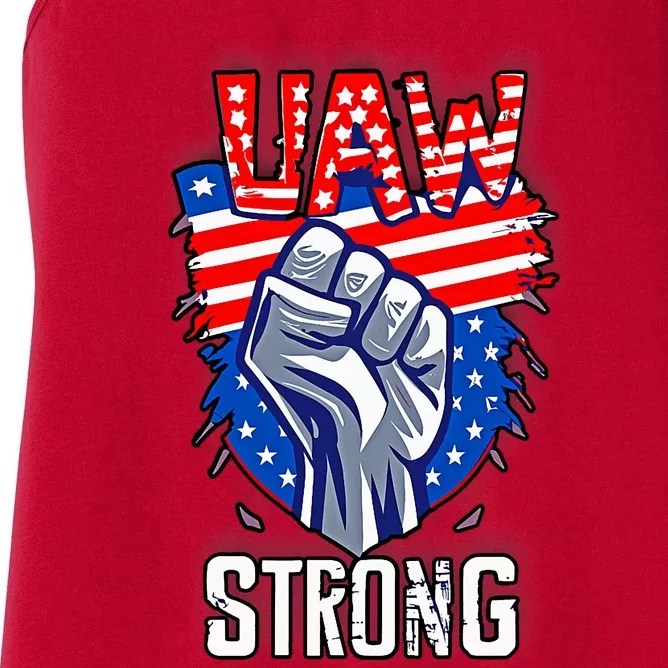 UAW Strong United Auto Workers Strike Union Support Red Women's Racerback Tank