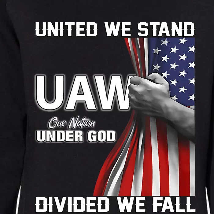 UAW Strong United We Stand Proud Union UAW Red Womens California Wash Sweatshirt