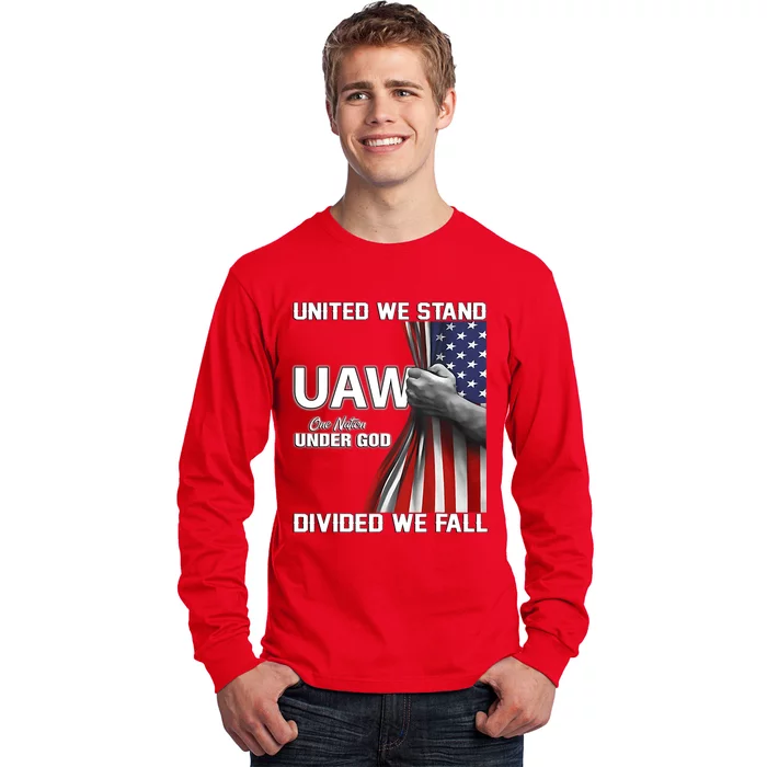 UAW Strong United We Stand Proud Union UAW Red Long Sleeve Shirt