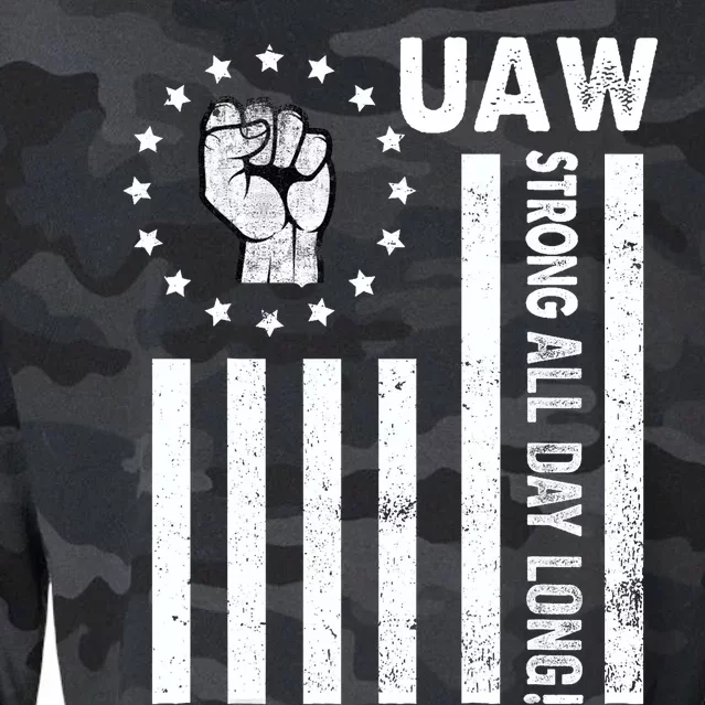 UAW Strong United We Stand Proud Union UAW Red Cropped Pullover Crew