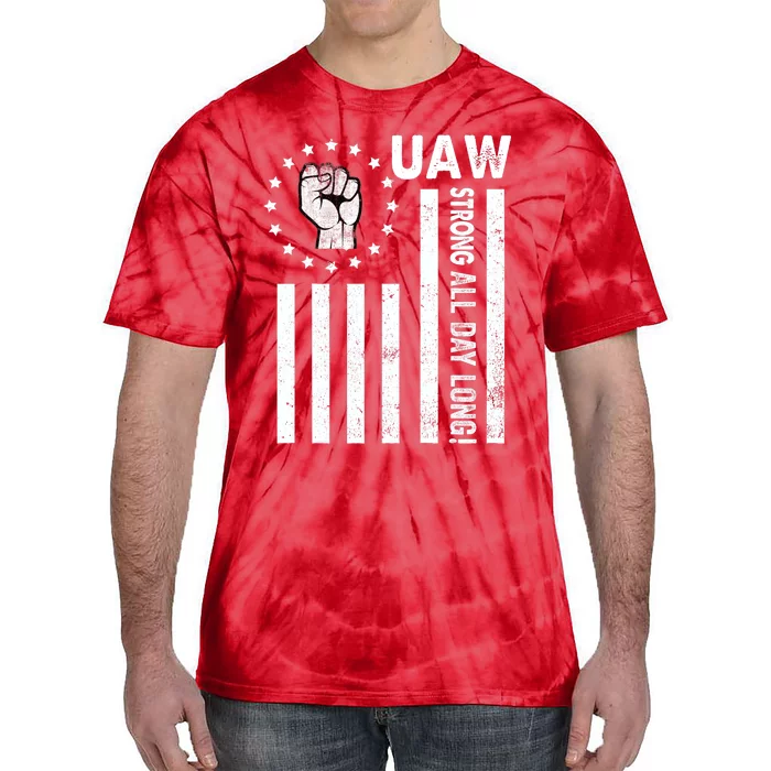 UAW Strong United We Stand Proud Union UAW Red Tie-Dye T-Shirt