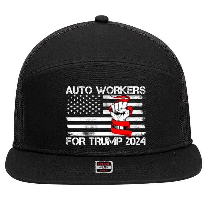 Uaw Strong Uaw Proud Union Pride Auto Workers For Trump 7 Panel Mesh Trucker Snapback Hat