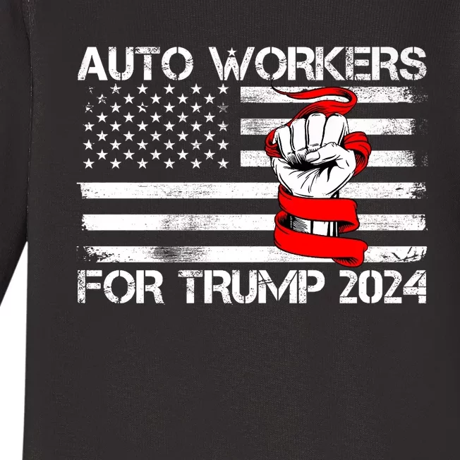 Uaw Strong Uaw Proud Union Pride Auto Workers For Trump Baby Long Sleeve Bodysuit