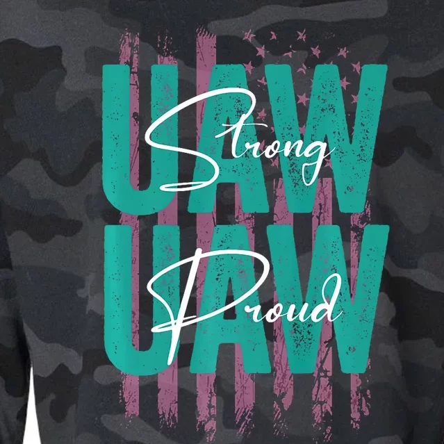 UAW Strong UAW Proud Union Pride UAW Laborer Worker Cropped Pullover Crew