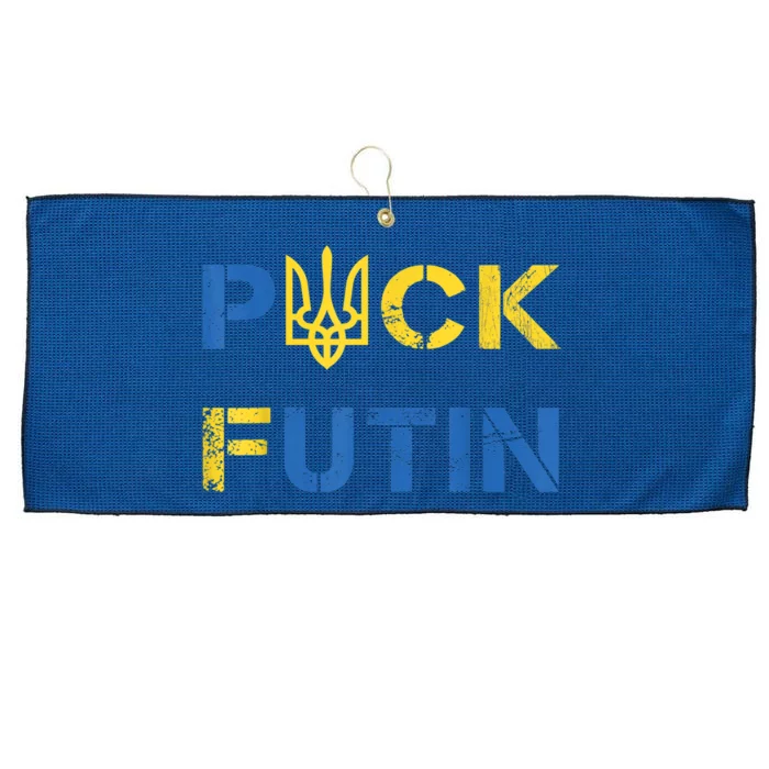 Puck Futin, I Stand With Ukraine, Support Ukraine Large Microfiber Waffle Golf Towel