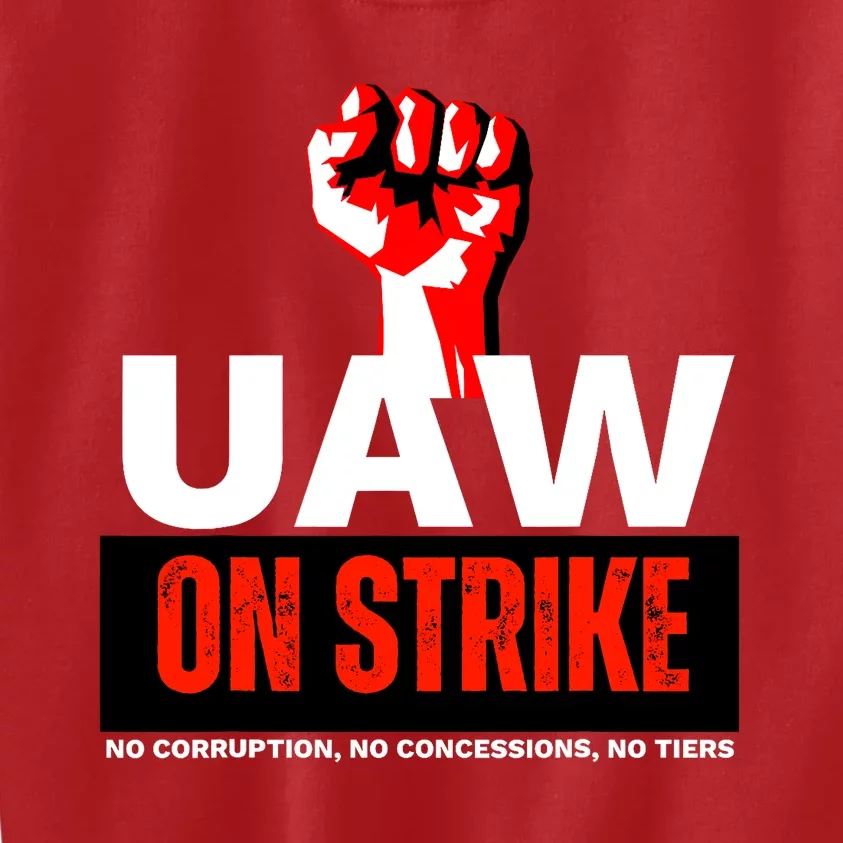 Uaw Strike United Auto Workers Union Strike Gift Walkout Red Kids Sweatshirt