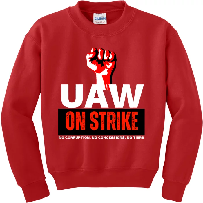 Uaw Strike United Auto Workers Union Strike Gift Walkout Red Kids Sweatshirt