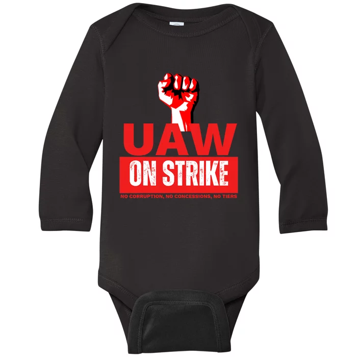 Uaw Strike United Auto Workers Union Strike Gift Baby Long Sleeve Bodysuit