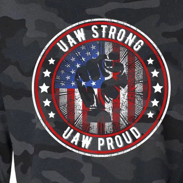 Uaw Strong Uaw Proud Union Pride Uaw Laborer Worker Cropped Pullover Crew