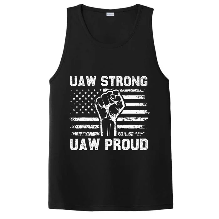 UAW Strong UAW Proud USA Flag Union Pride UAW Laborer Worker Performance Tank