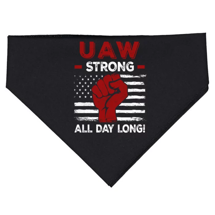 UAW Strike USA Flag Red United Auto Workers Picket Sign USA-Made Doggie Bandana