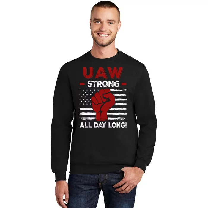 UAW Strike USA Flag Red United Auto Workers Picket Sign Sweatshirt