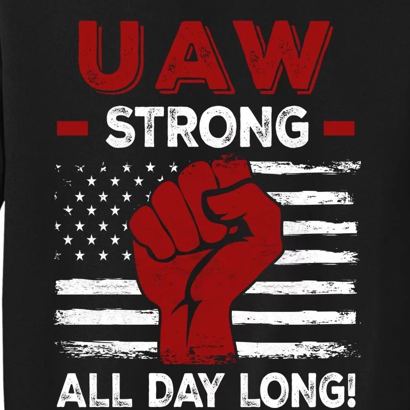 UAW Strike USA Flag Red United Auto Workers Picket Sign Sweatshirt