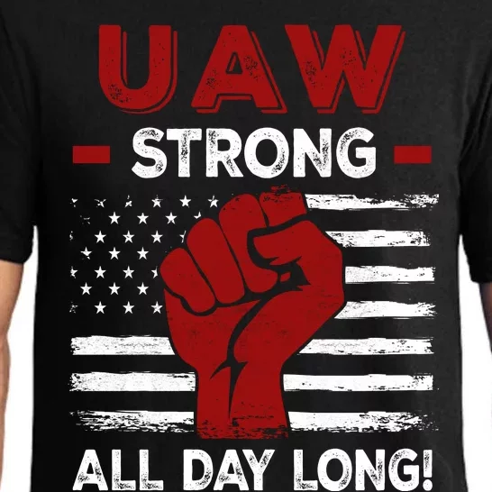 UAW Strike USA Flag Red United Auto Workers Picket Sign Pajama Set