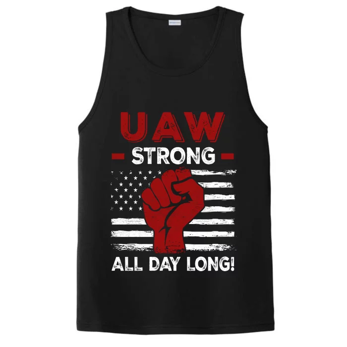 UAW Strike USA Flag Red United Auto Workers Picket Sign Performance Tank