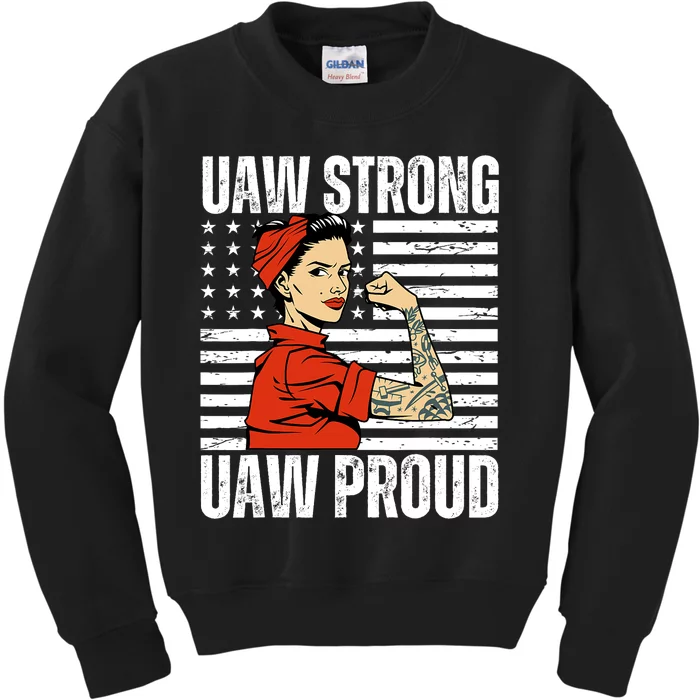 Uaw Strong Uaw Proud Union Pride Uaw Laborer Worker Kids Sweatshirt