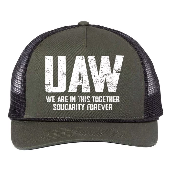 UAW Strike United Auto Workers Union UAW Strong Red T Retro Rope Trucker Hat Cap