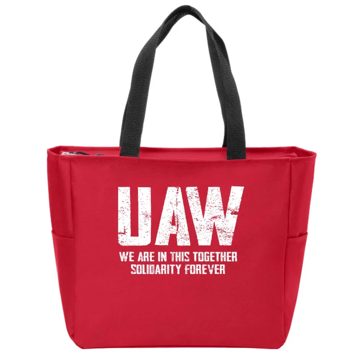 UAW Strike United Auto Workers Union UAW Strong Red T Zip Tote Bag