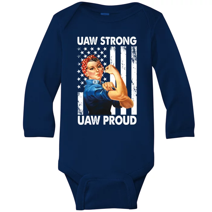 Uaw Strong Uaw Proud Union Member Strong Baby Long Sleeve Bodysuit