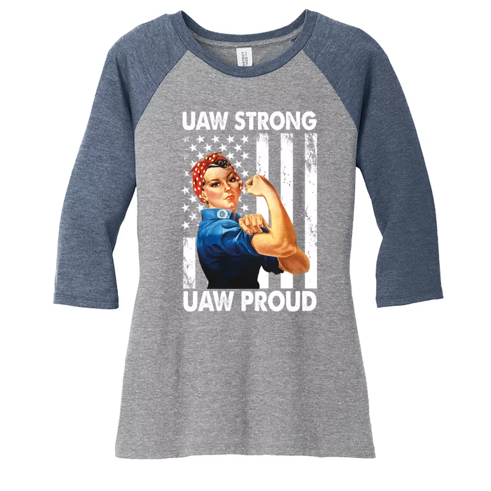 Uaw Strong Uaw Proud Union Member Strong Women's Tri-Blend 3/4-Sleeve Raglan Shirt