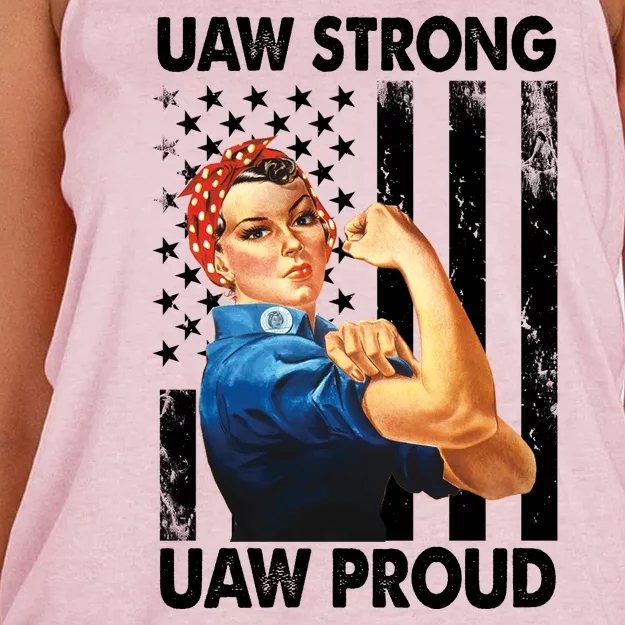 Uaw Strong Uaw Proud Union Member Strong Women's Knotted Racerback Tank